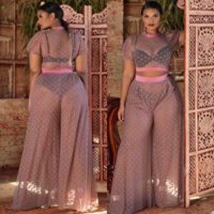 Rue 107 Sheer pink Pants or Bathing Suit Cover-up